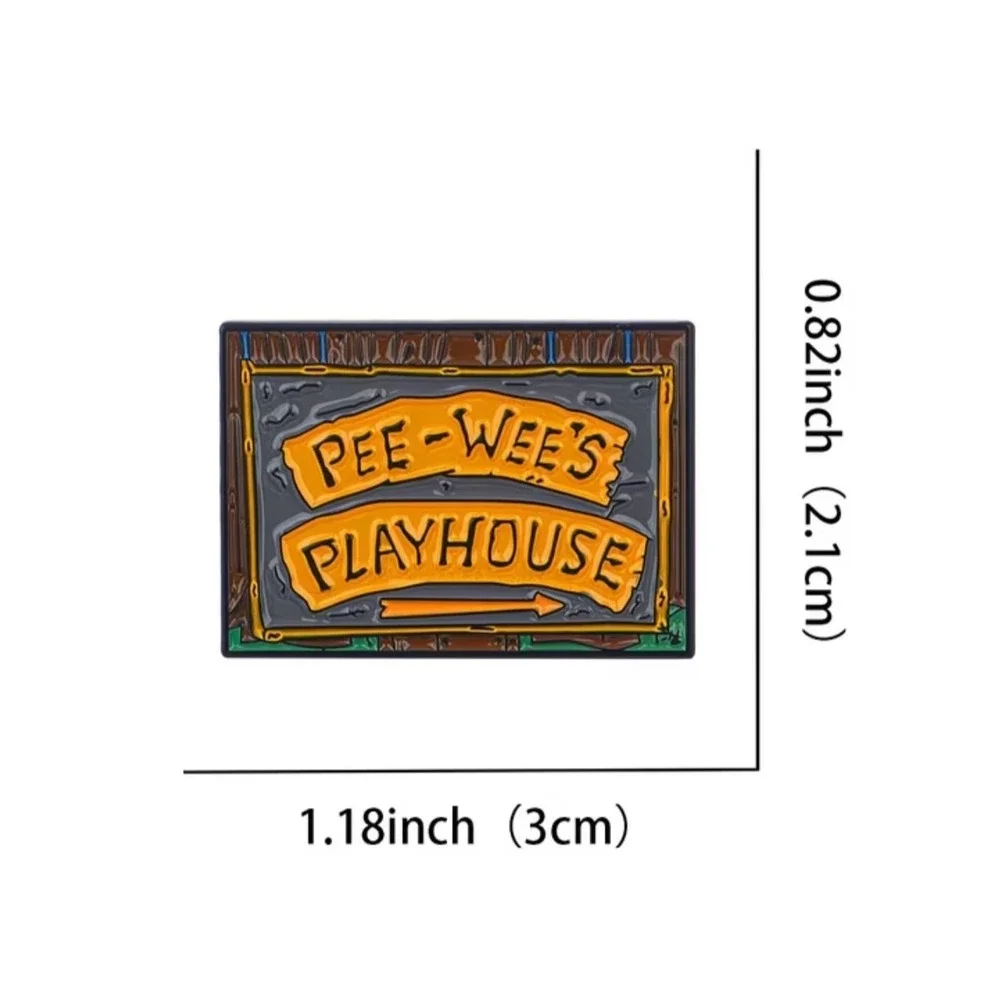 Pee-wee's Playhouse Enamel Pin Retro 80s TV Show Orange Black - Picture 2 of 5